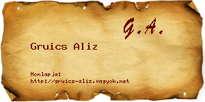 Gruics Aliz névjegykártya